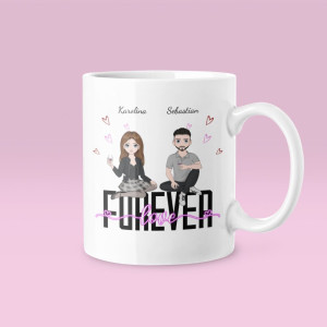 Kubek dla par na walentynki – Forever Love – Personalizowana - Biały - 330ml
