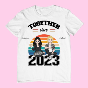 Koszulka Vintage Retro - data dla par na walentynki – Personalizowana - Czarny - 3XL
