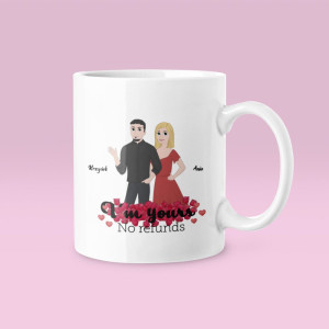 Kubek dla par na walentynki – Im Yours no refunds – Personalizowana - Biały - 330ml