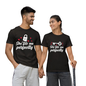 Koszulka matching dla par na walentynki - FITS IN ME - Czarny - XL - XXL
