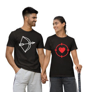Koszulka matching dla par na walentynki - Amor - Czarny - L - L