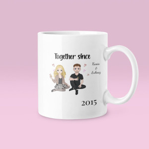 Kubek z datą – Together since dla par na walentynki – Personalizowana - Biały - 330ml