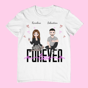 Koszulka Forever Love dla par na walentynki – Personalizowana - Czarny - 3XL