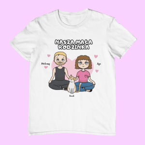 Mała rodzinka - Koszulka dla par z Kotami - Personalizowana - Biały - 3XL