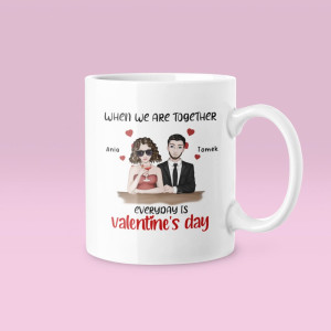 Kubek dla zakochanych na walentynki - Personalizowana - Biały - 330ml