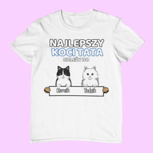 Koszulka Najlepszy Koci Tata – Personalizowana - Czarny - L