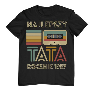 Koszulka prezent na dzień ojca - Najlepszy tata 1957 - Czarny - XL