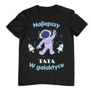 Koszulka prezent na dzień ojca - Najlepszy tata w galaktyce - Czarny - M