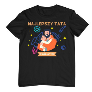 Koszulka prezent na dzień ojca - Najlepszy tata w galaktyce - Czarny - XL
