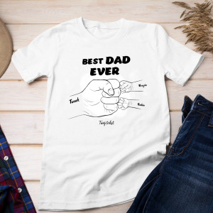 Koszulka Prezent na dzień Ojca - Best Dad Ever – Personalizowana - Biały - S