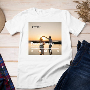 Koszulka Prezent - Spotify music z twoim zdjęciem – Personalizowana - Biały - 3XL