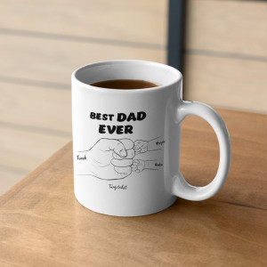 Kubek Prezent na dzień Ojca - Best Dad Ever z imionami dzieci – Personalizowana - Biały