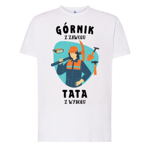 Koszulka prezent na dzień ojca - Tata Górnik - Czarny - XL