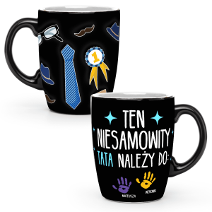 Kubek 3d prezent dla Taty personalizowany - ręka 1-4 dzieci - Czarny