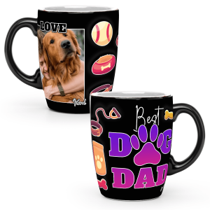 Kubek 3d Prezent z psem - Dog Dad - Czarny