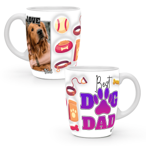 Kubek 3d Prezent z psem - Dog Dad - Biały