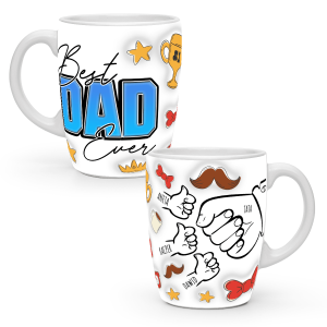 Kubek 3d na prezent dla Taty - Best dad ever 1-4 dzieci - Biały