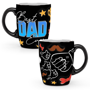 Kubek 3d na prezent dla Taty - Best dad ever 1-4 dzieci - Czarny