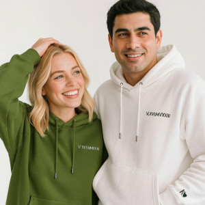 Bluza z Kapturem z haftowaną datą rzymską - XL - Szary