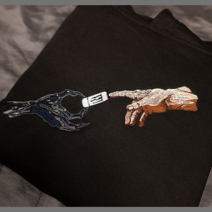 Bluza z kapturem haft - Stworzenie adama monster - XL - Granatowy