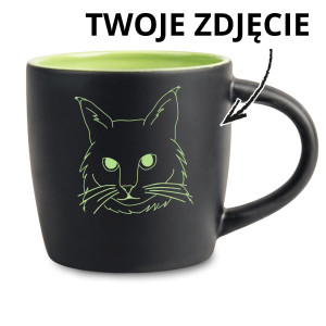 Kubek Latte z Grawerowanym Twioim Kotem lineart - Miętowy