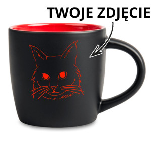 Kubek Latte z Grawerowanym Twioim Kotem lineart - Czerwony