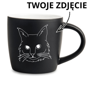 Kubek Latte z Grawerowanym Twioim Kotem lineart - Biały