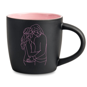 Kubek Latte z Grawerowanym Twioim zdjęciem lineart - Różowy