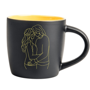 Kubek Latte z Grawerowanym Twioim zdjęciem lineart - żÓŁTY