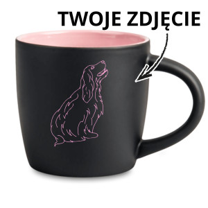 Kubek Latte z Grawerowanym Twioim Psem lineart - Różowy