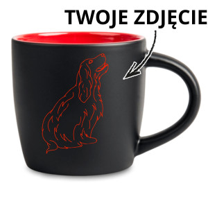 Kubek Latte z Grawerowanym Twioim Psem lineart - Czerwony