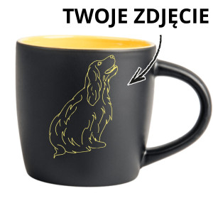 Kubek Latte z Grawerowanym Twioim Psem lineart - żÓŁTY