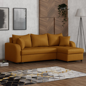 Kelly+ Velours – Ecksofa mit Schlaffunktion und Bettkasten
