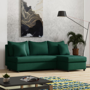 Kelly Velours – Ecksofa mit Schlaffunktion und Bettkasten