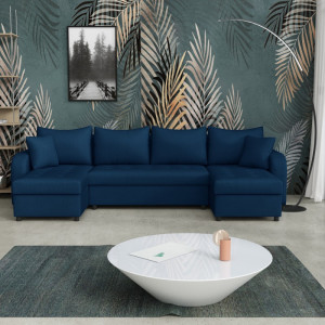 Brenda Velours – Wohnlandschaft in U-Form mit Schlaffunktion