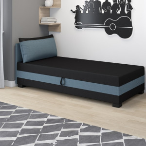 Ilia 110x200 mit Kopfteil und Kissen – Schlafsofa mit Bettkasten