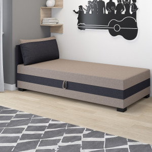 Ilia 80x200 mit Kopfteil und Kissen – Schlafsofa mit Bettkasten