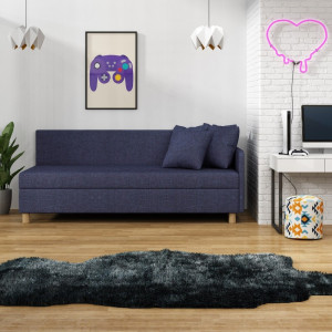 Mia Gold 100x195 – Schlafsofa mit Kopf- und Seitenteil und Bettkasten