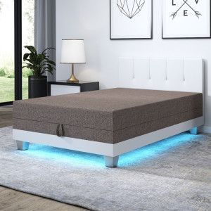 Luiza LED mit Kopfteil – Schlafsofa und Bett mit Bettkasten