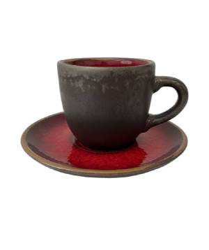 Filiżanka 200ml Bel Kera plus spodek 15 cm, kolor rubin
