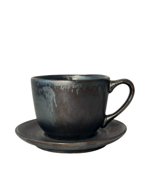 Filiżanka 350ml Bel Kera plus spodek 15cm, kolor hematyt