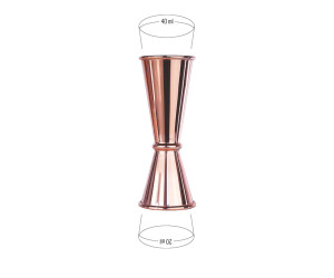 Miarka barowa (Jigger) 25/50ml, Japan, polerowana, kolor miedziany (plus skala 20/40ml)
