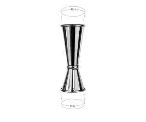 Miarka barowa (Jigger) 25/50ml, Japan, polerowana, kolor czarny metallic (Gun Metal) (plus skala 20/40ml)