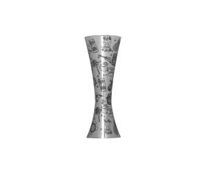 Miarka barowa (Jigger) 25/50ml, Aero, polerowana, wzór Tiki