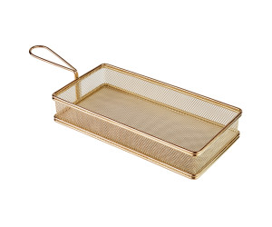 Koszyczek do serwowania potraw, prostokątny 26x13cm, stal nierdzewna, kolor złoty