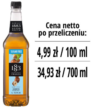 Syrop 1883 Routin Orzech Laskowy Sugar Free, plastikowa butelka PET 1L
