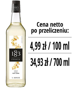 Syrop 1883 Routin Popcorn, szklana butelka 1L