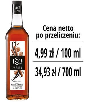 Syrop 1883 Routin Warm Spices (Rozgrzewający), szklana butelka 1L