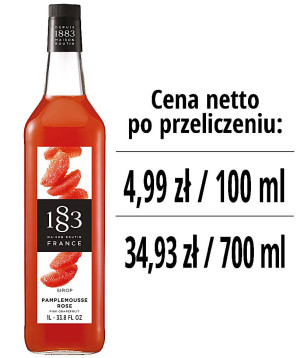 Syrop 1883 Routin Różowy Grejpfrut, szklana butelka 1L