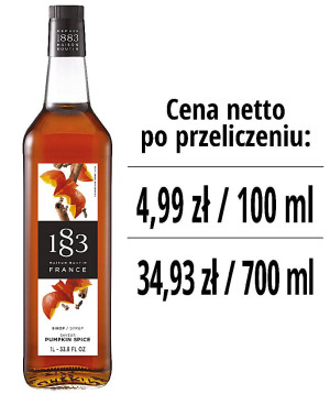 Syrop 1883 Routin Dynia z Przyprawami, szklana butelka 1L